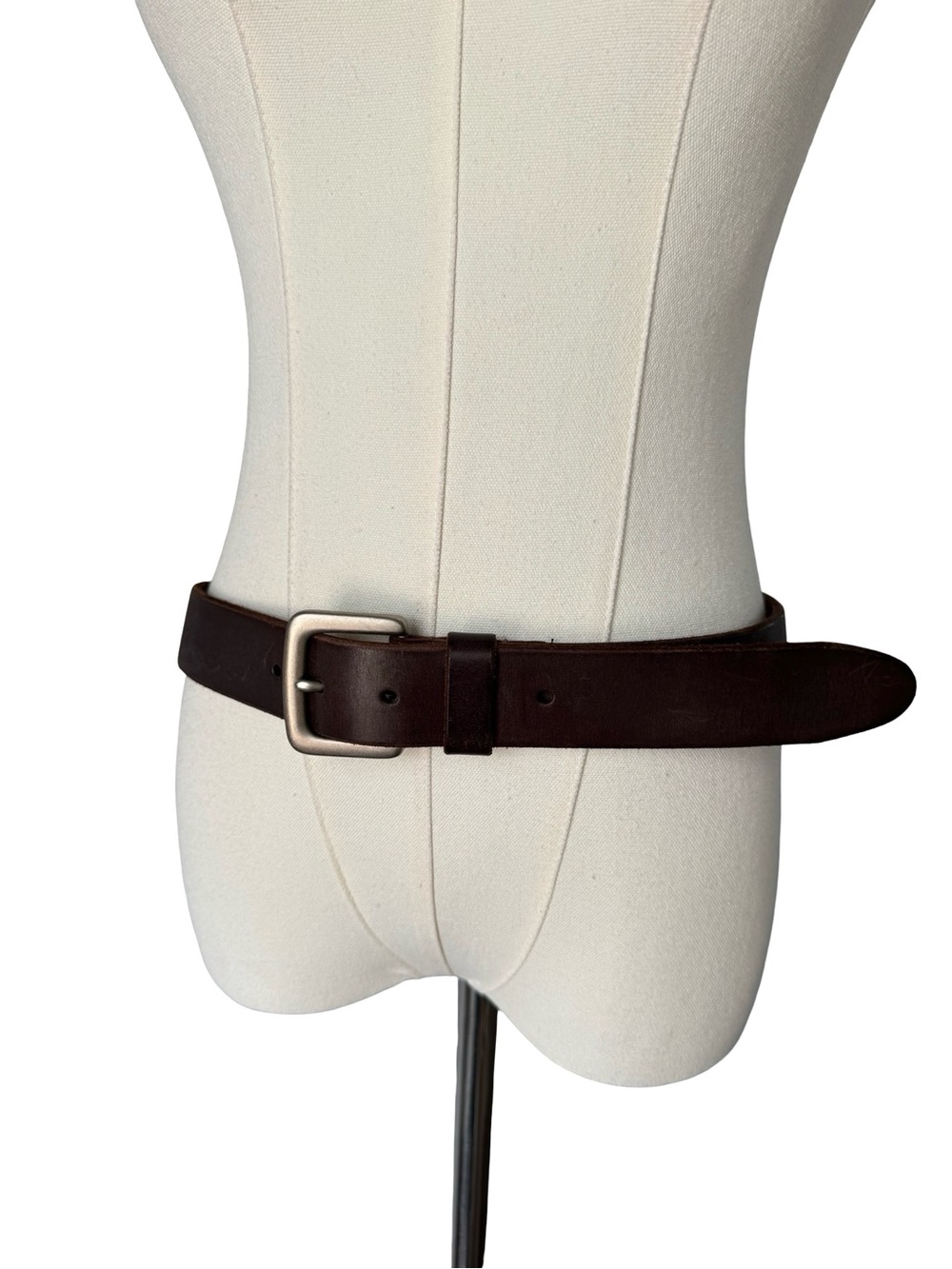 Lucky Brand Dark Brown Leather Belt with Brushed Silver Buckle